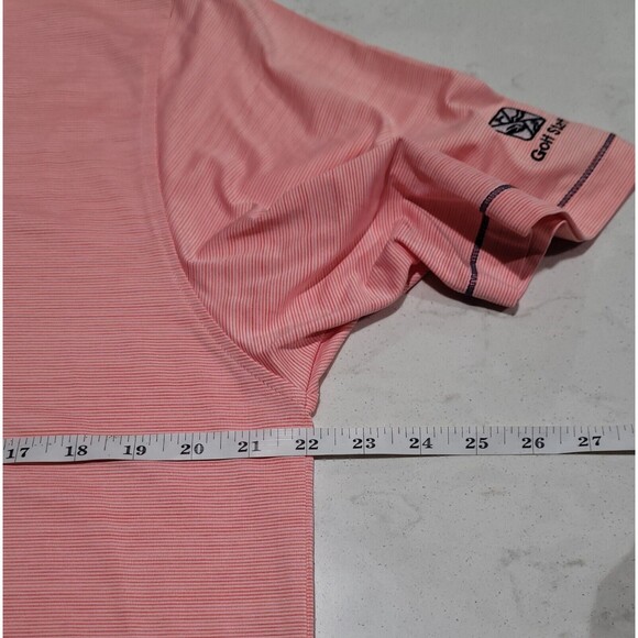 FootJoy ProDry Lisle Salmon Pink White Stripe Golf Staff Polo Logo Stretch NWOT - Picture 4 of 16